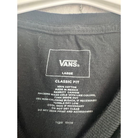 Vans Mens Black Classic Fit T Shirt Large Triple Logo Graphic Tee - Picture 4 of 8